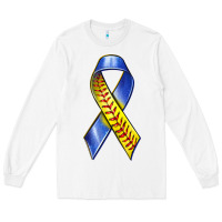 White down syndrome ribbon softball Long Sleeve Tee - texasbilliewilder