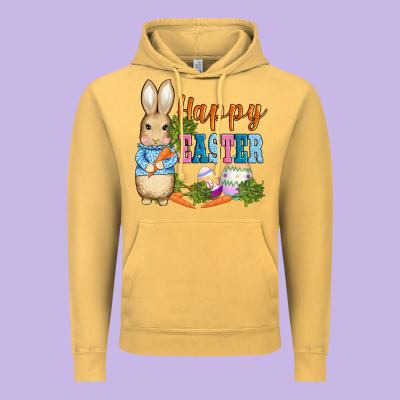 Easter Bunny Egg And Carrots Vintage Hoodie Designed By Adodesignshop
