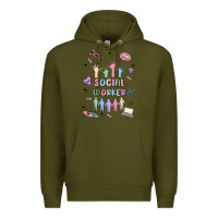 Army Green social worker Premium Hoodie - MaliasSmallBusiness