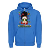 True Royal Mexicana Skull Girl Messy Bun Zipper Hoodie - texasbilliewilder