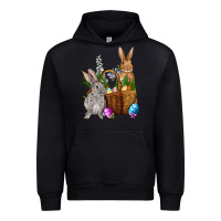 Black Bunnys carrots eggs with basket Easter Urban Hoodie - NancyCooperArtShop