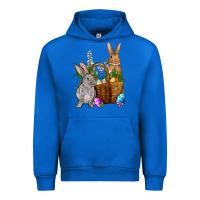 Cobalt Bunnys carrots eggs with basket Easter Urban Hoodie - NancyCooperArtShop