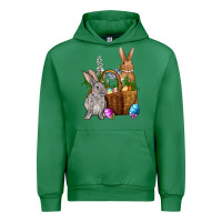 Emerald Bunnys carrots eggs with basket Easter Urban Hoodie - NancyCooperArtShop
