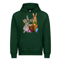 Foreset Green Bunnys carrots eggs with basket Easter Urban Hoodie - NancyCooperArtShop