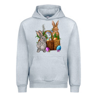 Heather Grey Bunnys carrots eggs with basket Easter Urban Hoodie - NancyCooperArtShop