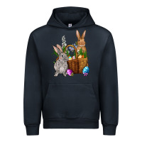 Navy Bunnys carrots eggs with basket Easter Urban Hoodie - NancyCooperArtShop