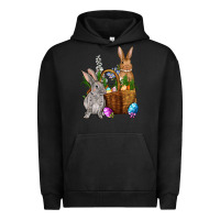 Pigment Black Bunnys carrots eggs with basket Easter Urban Hoodie - NancyCooperArtShop