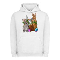 Pigment Lunar Rock Bunnys carrots eggs with basket Easter Urban Hoodie - NancyCooperArtShop