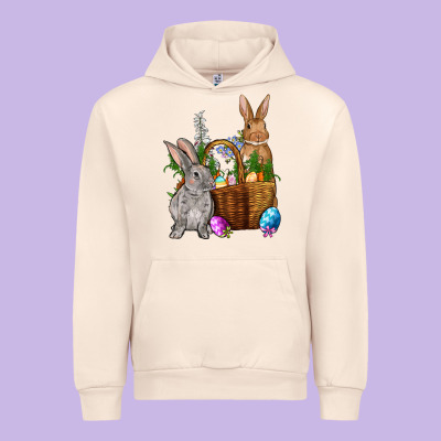 Bunnys Carrots Eggs With Basket Easter Urban Hoodie Designed By Nancycooperartshop