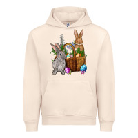 Sandshell Bunnys carrots eggs with basket Easter Urban Hoodie - NancyCooperArtShop