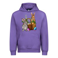 Tulip Bunnys carrots eggs with basket Easter Urban Hoodie - NancyCooperArtShop