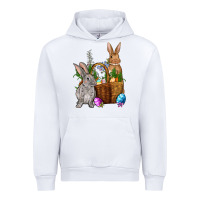 White Bunnys carrots eggs with basket Easter Urban Hoodie - NancyCooperArtShop