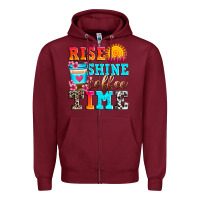 Burgundy rise and shine coffee time Zipper Hoodie - Zillion Design Studio