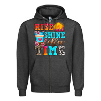 Charcoal Heather rise and shine coffee time Zipper Hoodie - Zillion Design Studio