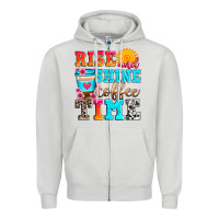 Dove Grey rise and shine coffee time Zipper Hoodie - Zillion Design Studio