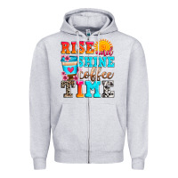 Heather Grey rise and shine coffee time Zipper Hoodie - Zillion Design Studio