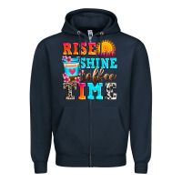 Navy rise and shine coffee time Zipper Hoodie - Zillion Design Studio
