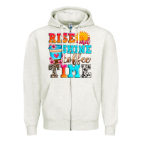 Oatmeal Heather rise and shine coffee time Zipper Hoodie - Zillion Design Studio