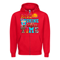 Red rise and shine coffee time Zipper Hoodie - Zillion Design Studio