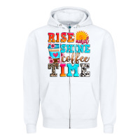 White rise and shine coffee time Zipper Hoodie - Zillion Design Studio