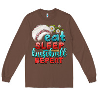 Chestnut eat sleep baseball repeat Long Sleeve Tee - texasbilliewilder