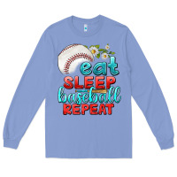 Colony Blue eat sleep baseball repeat Long Sleeve Tee - texasbilliewilder