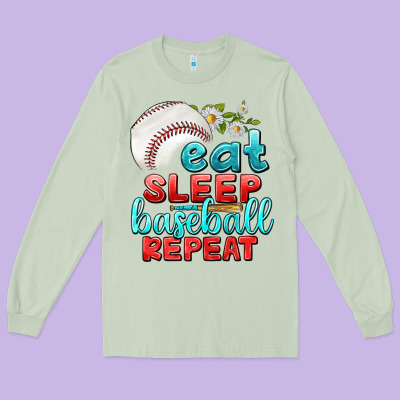 Long Sleeve Tee eat sleep baseball repeat