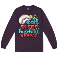 Plum eat sleep baseball repeat Long Sleeve Tee - texasbilliewilder