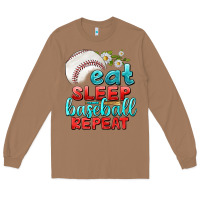 Toasted Coconut eat sleep baseball repeat Long Sleeve Tee - texasbilliewilder