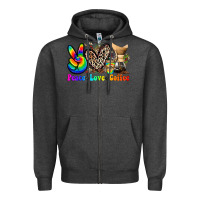 Charcoal Heather peace love  coffee Zipper Hoodie - Zillion Design Studio