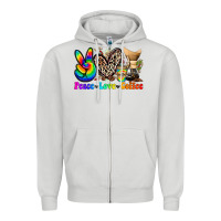 Dove Grey peace love  coffee Zipper Hoodie - Zillion Design Studio