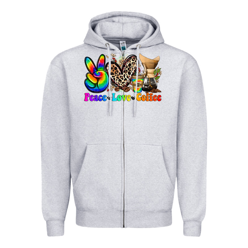 Peace Love  Coffee Zipper Hoodie by Zillion Design Studio | Teevron