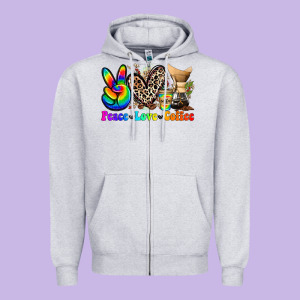 Peace Love  Coffee Zipper Hoodie Designed By Zillion Design Studio