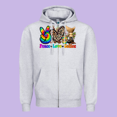 Peace Love  Coffee Zipper Hoodie Designed By Zillion Design Studio