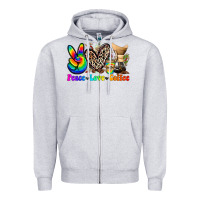 Heather Grey peace love  coffee Zipper Hoodie - Zillion Design Studio