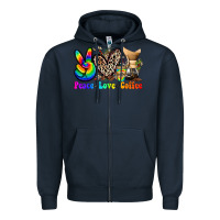 Navy peace love  coffee Zipper Hoodie - Zillion Design Studio