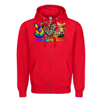 Red peace love  coffee Zipper Hoodie - Zillion Design Studio