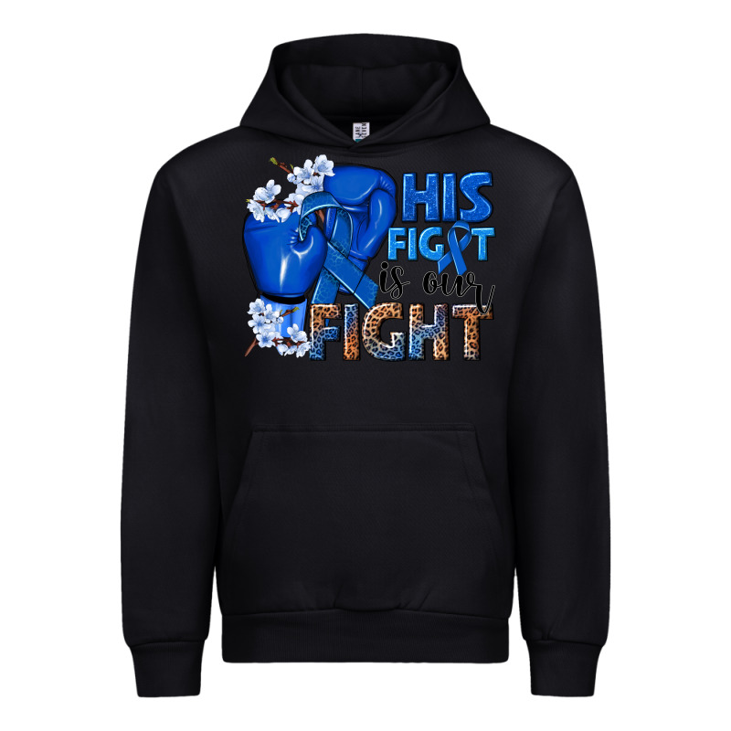 His Fight Is Our Fight Colon Cancer Blue Ribbon Urban Hoodie by NancyCooperArtShop | Teevron