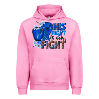 Fuchsia Pink his fight is our fight colon cancer blue ribbon Urban Hoodie - NancyCooperArtShop