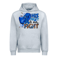 Heather Grey his fight is our fight colon cancer blue ribbon Urban Hoodie - NancyCooperArtShop