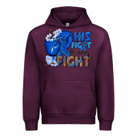 Mauve Wine his fight is our fight colon cancer blue ribbon Urban Hoodie - NancyCooperArtShop