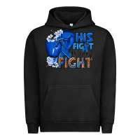 Pigment Black his fight is our fight colon cancer blue ribbon Urban Hoodie - NancyCooperArtShop
