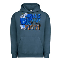 Pigment Midnight Navy his fight is our fight colon cancer blue ribbon Urban Hoodie - NancyCooperArtShop