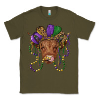 Army Green highland cow with mardi gras hat Classic Tee - RanaPortraitStore