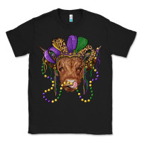 Black highland cow with mardi gras hat Classic Tee - RanaPortraitStore