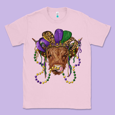 Highland Cow With Mardi Gras Hat Classic Tee Designed By Ranaportraitstore