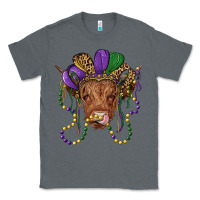 Charcoal Heather highland cow with mardi gras hat Classic Tee - RanaPortraitStore