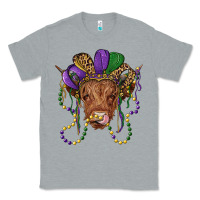 Heather Grey highland cow with mardi gras hat Classic Tee - RanaPortraitStore