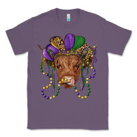 Lavender highland cow with mardi gras hat Classic Tee - RanaPortraitStore