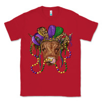 Red highland cow with mardi gras hat Classic Tee - RanaPortraitStore